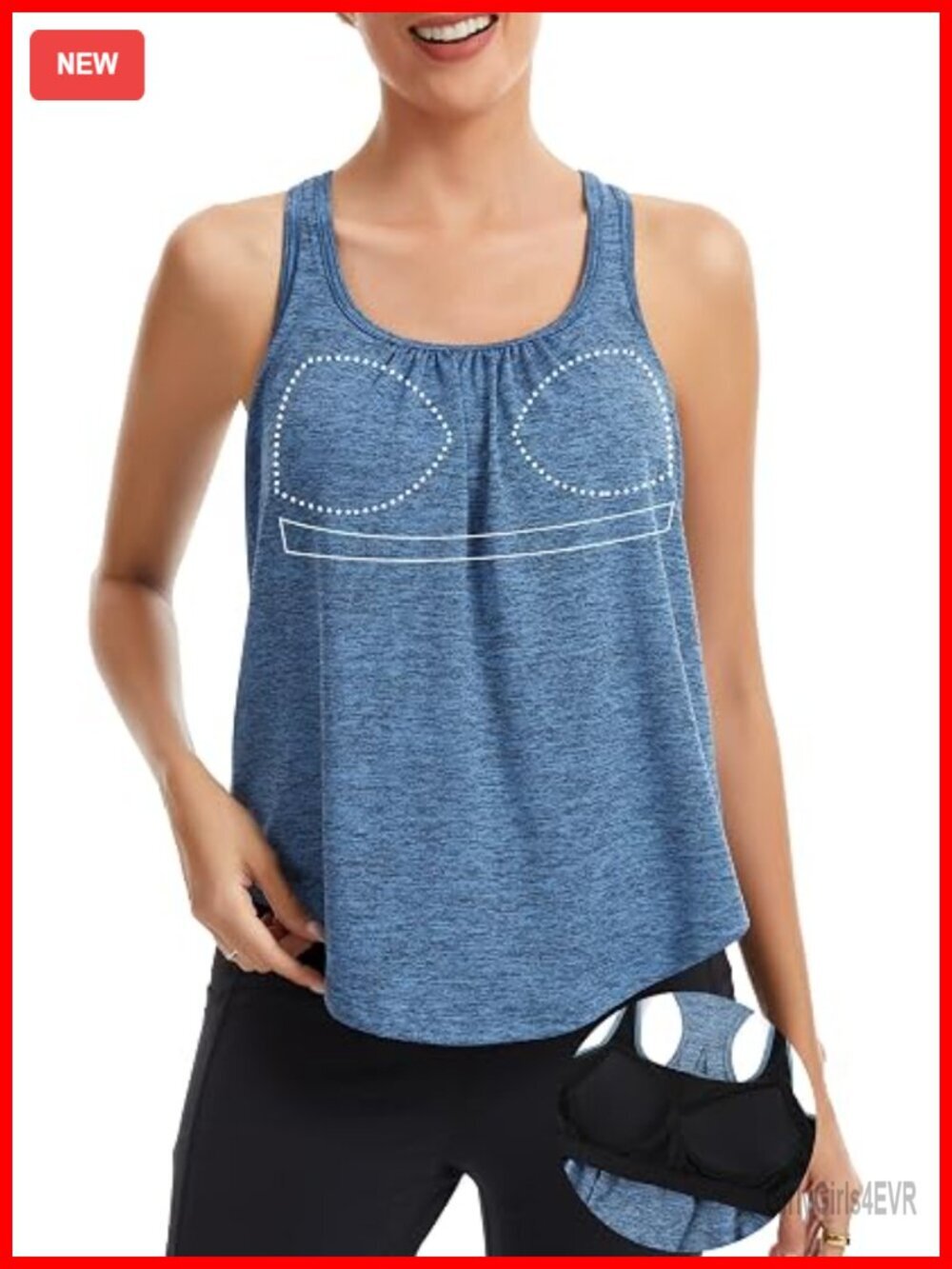 Built in Bra Workout Tank Top for Women Loose Fit Racerback Active Cami